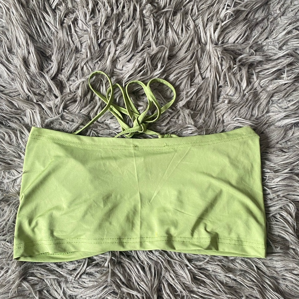 Green Bandeau Crop Top - Picture 2 of 2